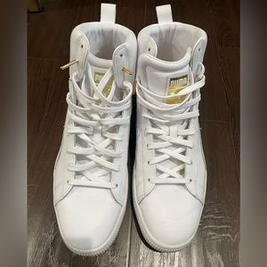Puma Clyde Core Leather White High Top Sz 11.5